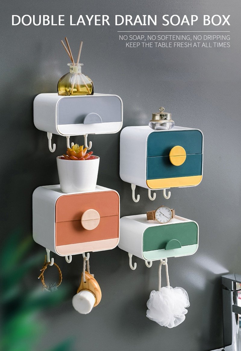 Drill-Free Wall Mounted Soap Box Container