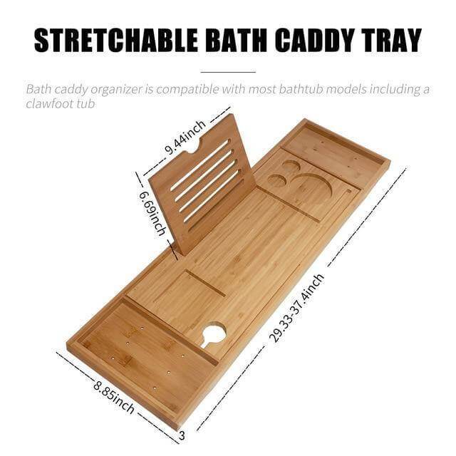 Extendable Bathtub Non-Slip Food Drink Tray - MaviGadget